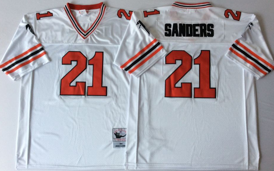 Men NFL Atlanta Falcons 21 Sanders white style2 Mitchell Ness jerseys